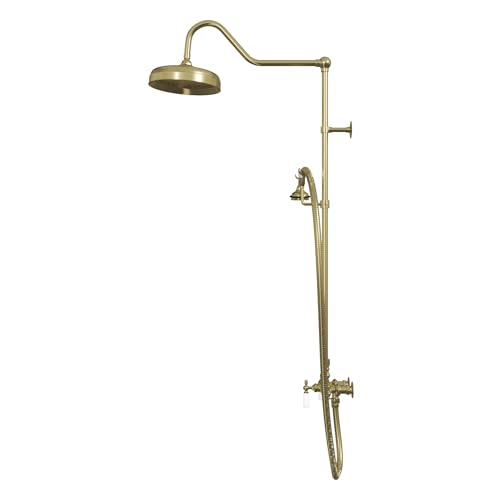 Image of Abbey 10 x 34 1 /2 Shower Faucet Set with Handshower, Brushed Brass