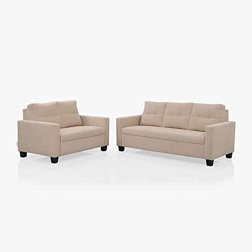 Image of Duroflex Ease - 5 Seater Sofa, 3+2 Sofa Set | Premium Fabric, High Comfort Foam, Durable Termite-Resistant Wooden Frame & Easy Maintenance | 3-Year Warranty - Beige