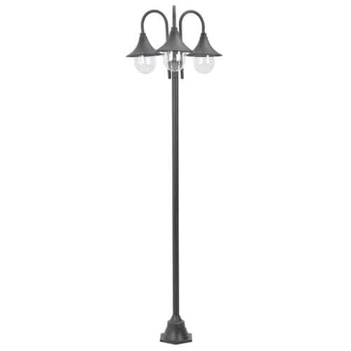 Questo lampione da giardino con 3 lampade è adatto a tutti coloro che desiderano illuminare il proprio giardino con un'illuminazione funzionale, sicura e di atmosfera e per i quali la qualità e la durata sono fattori fondamentali.Questo lampione da esterni di alta qualità è realizzato in alluminio resistente con paralume in PVC e garantisce anni di utilizzo