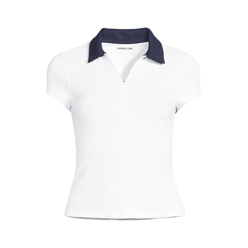 Lands' End Women's Short Sleeve Pique Johnny Collar UPF 50 Rash Guard3