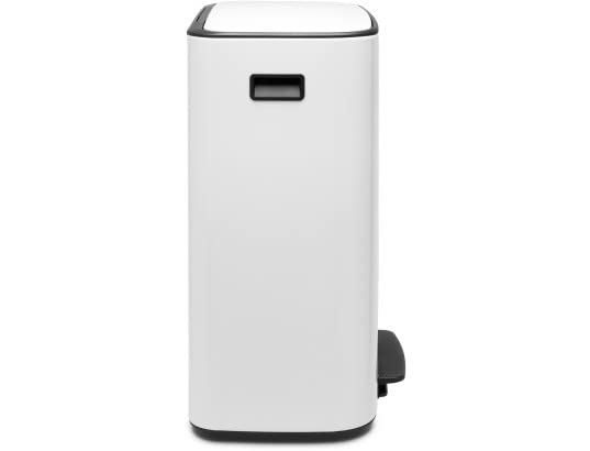 Brabantia Bo Step-On Pedal Trash Can - 16 Gal Inner Bucket (White) Waste/Recycling Garbage Can, Removable Compartment