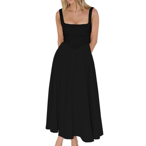 Robe de bal sexy à col carré légère et sans manches pour le soleil