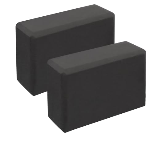 Leikefitness Yoga Blocks 2 Pack,Lightweight-High Density Eva Foam Soft Non-Slip for Yoga, Pilates, Meditation 9"×6"×3" (Black)