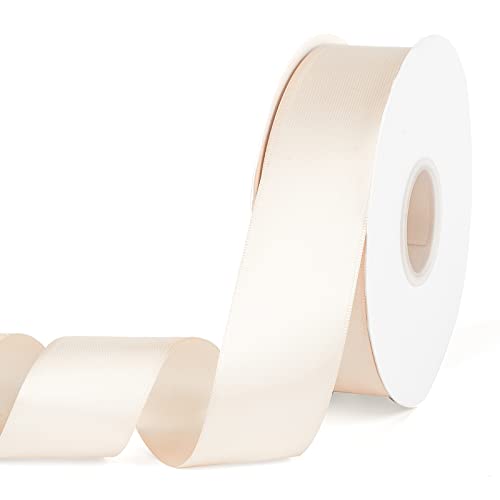 YBLANDEG Satin Ribbon Solid Color Cream White 1-1/2 inches X 50 Yards,Double Faced Polyester Fabric Ribbon for Gifts Wrapping, Wedding, Party, Hair, Crafts, Bows, DIY Decor Ornaments