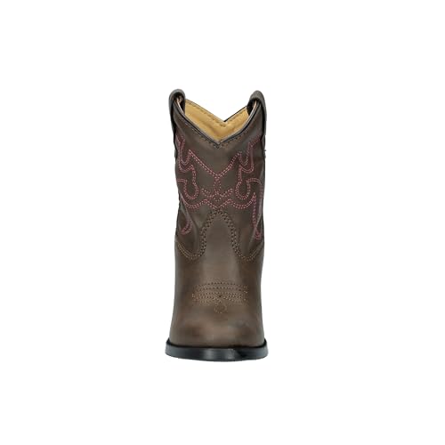 Image of Smoky Mountain Girls Brown with Pink Stitch Monterey Western Cowboy Boots, 6 US