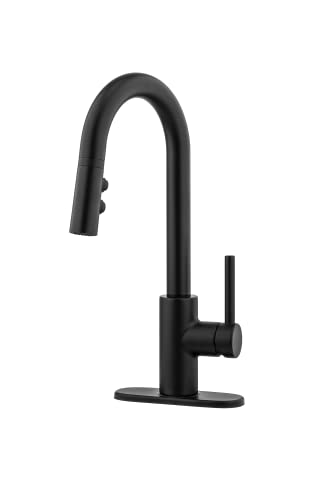 Pfister Stellen Bar Faucet With Pull Down Sprayer, Single Handle, High Arc, Matte Black Finish, Lg572Sab #TOP1