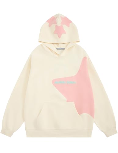 Aelfric Eden Star Graphic Hoodies Purple Print Hoodie Unisex Oversized Hooded Sweatshirt Long Sleeve Pocket Pullover Begie Medium