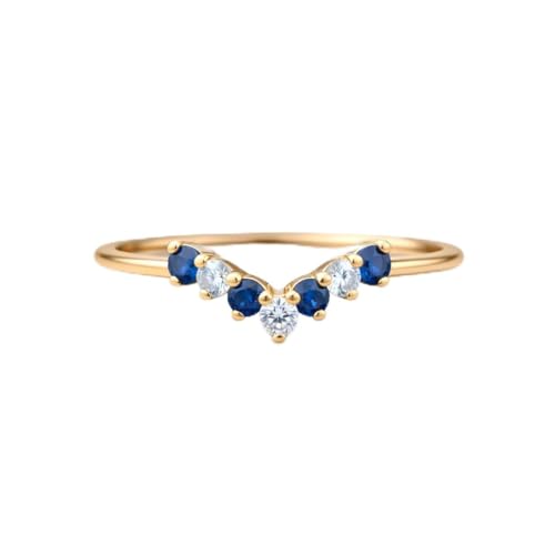 14K Yellow Gold Chevron Sapphire & Diamond Wedding Band for