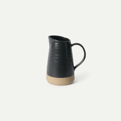Mora Ceramic Jumbo Water Pitcher with Handle, 35oz Stoneware Jug Carafe for Drinks, Juice, Flowers etc - Microwave and Dishwasher Safe - Liquorice