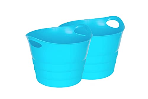 Kreher Set: 2 x Mehrzweckkorb 42 Liter, flexibel und strapazierfähig (Blau)