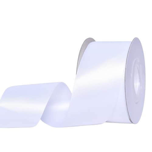 Ribest White Double Faced Satin Ribbon, 2 Inch Continuous 25 Yards