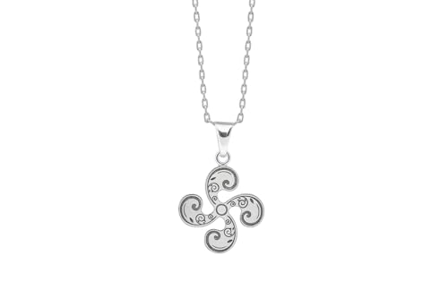 TALISMAN JEWELLERY Colgante de Plata de Ley 925 - Lauburu, Cruz Vasca (18 mm)