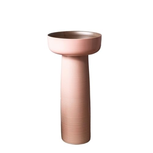 Lavabo Lavabo sur pied en céramique avec robinet et kit de vidange, lavabo extérieur sur pied Facile à installer(Pink)