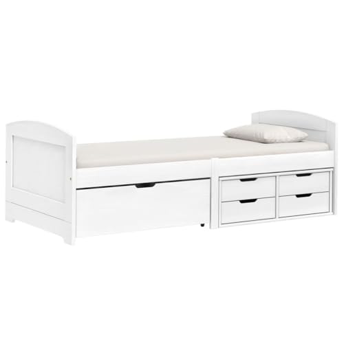 AJJHUUKI Betten & Zubehör-Betten & Bettrahmen-Tagesbett mit 5 Schubladen IRUN Weiß 90x200 cm Massivholz Kiefer – Bild 4