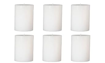 Floryn Decor Wax Smokeless , Odourless , Dripless Pillar Candles, Burning Time- 30 Hours (White , Combo Set of 6 Pieces | 2 x 2 inches)