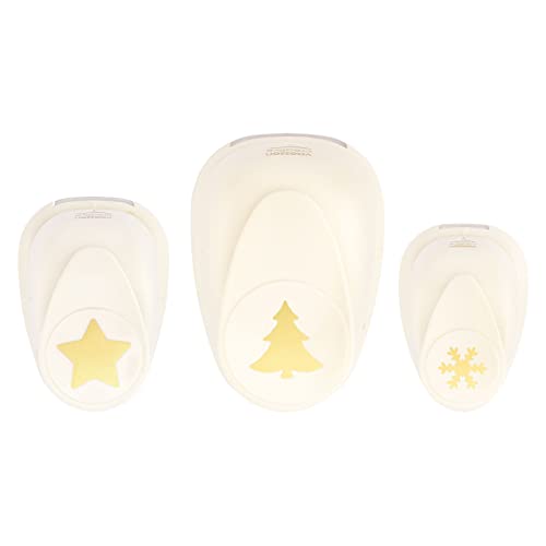 Vaessen Creative Perforatrices Flocon de Neige, Sapin de Noël, Étoile - Noël - Lot de 3 Pcs - pour Projets DIY, Papier Scrapbooking, Bullet Journaling,...