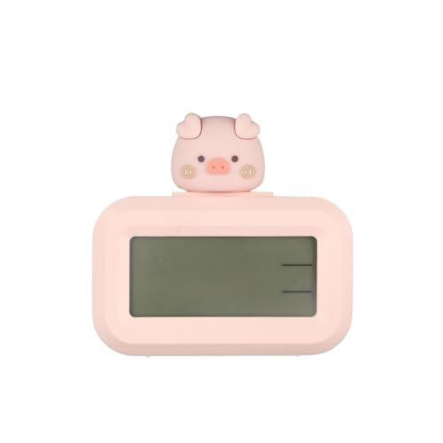 Pokinge 1Pcs Cartoon Digital Alarm Clock Cute Pig Countdown Timer LED Mini Electronic Clock Calendar Desktop Clock Creative Study Gift for Student