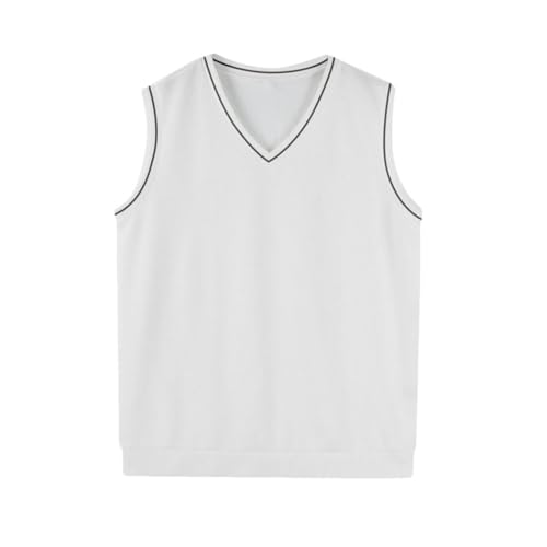 Men Sleeveless Vest Spring Autumn Solid Color Knitted Vest Business Work Sweater Tank