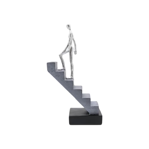 Figura decorativa plateada escalando de resina