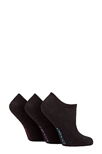 SockShop Ladies Half Cushioned Bamboo No Show Socks Pack of 3 Black 4-8 Ladies