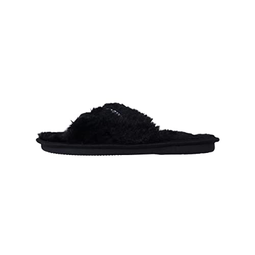 Image of FOCO Womens NFL Team Script Wordmark Fuzzy Cross Slide Slippers