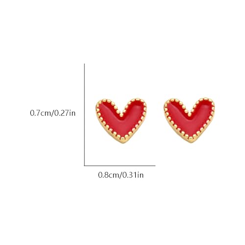 Heart Stud Earrings Cute Gold Plated Nickel Free Love Heart Colorful Enamel Studs Earring for Women Cartilage Piercing Post Hypoallergenic Fashion Jewelry Gifts 7mm*8mm2