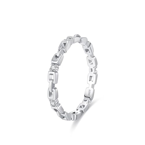 Bague fiançailles argent 925 femme moderne style bracelet chaîne creuse et zircon