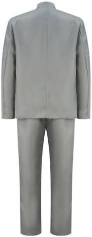 Poboola Evil Doctor Costume Men Power Movie Austin Costume Halloween 60s Cosplay Adult Suit Spy Fancy Dress for Men 3XL, Gray