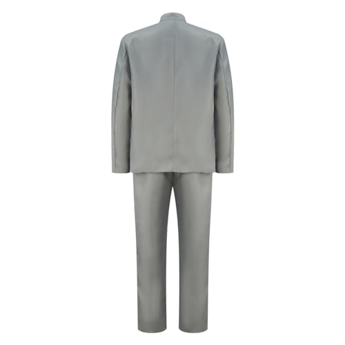 Poboola Evil Doctor Costume Men Power Movie Austin Costume Halloween 60s Cosplay Adult Suit Spy Fancy Dress for Men 3XL, Gray