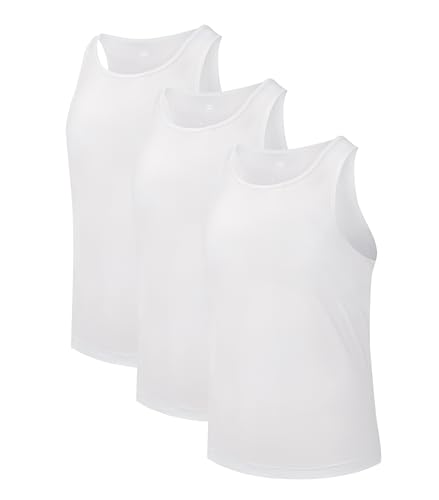 DAVID ARCHY Men's Undershirts Tank Top Crew Neck Sleeveless T Shirts for Men Breathable Basic Shirts Tees in 3 Pack