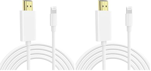 Image of KikoSaka Lightning to HDTV Cable for iPhone Digital AV Adapter 1080P HD Video Sync Screen Connector iPhone to HDTV for TV Projector Monitor 6.6FT Support iOS 18 (Pack of 2)
