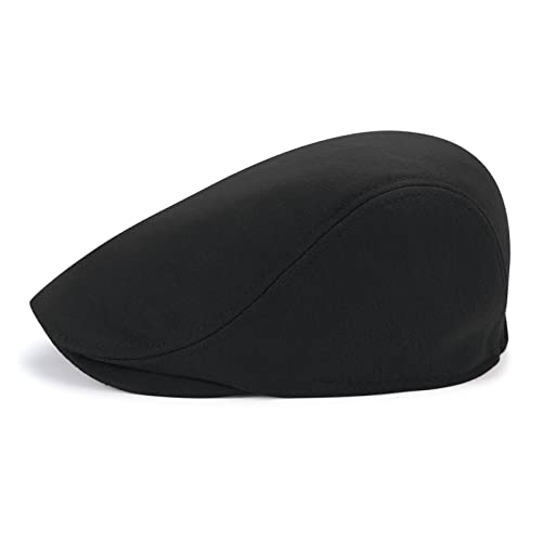 American Trends Mens Newsboy Hats Soft Breathable Fitted Cabbie Hat Black Driving Hunting Hat Cap For Men Black One Size #TOP2
