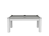  1001jouets Milleetunjouets Billard Floride Convertible en Table à Manger - 6 Personnes - Blanc laqué Tapis Gris