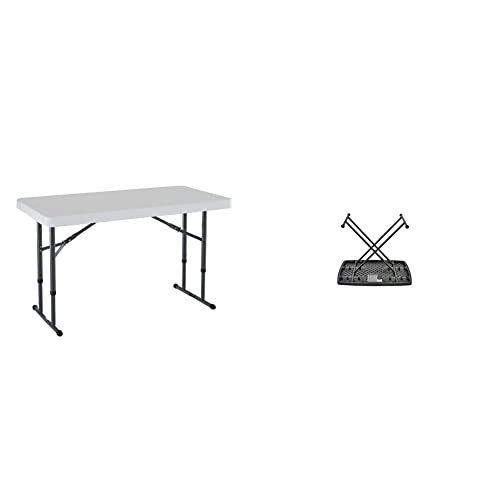 Lifetime 80160 Commercial Height Adjustable Folding Utility Table, 4 Feet, White Granite & Iceberg 65491 Indestructable Too 1200 Series Resin Personal Folding Table 30 X 20 Charcoal #TOP29