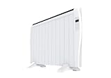 Radiador Emisor Térmico EVVO C12 Blanco, 2000W, hasta 26m2, Instalación Suelo o Pared, Google Home Alexa,12 elementos, Bloqueo infantil, Wifi, Control remoto,Temporizador