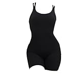 Mujer Ajustado Jumpsuit Cuello en U Elásticos Body Overol Sexy Mono (Black,M)