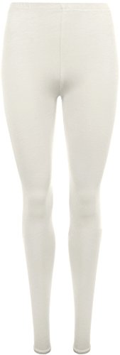 WearAll Ladies Stretch Long Leggings Womens Plus Size Cream 12/14