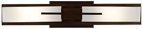 Image of Possini Euro Design Midtown Modern Wall Light Bronze Metal Hardwired 23 1 /2 inch 2-Light Fixture White Glass Shade for Bedroom Bedside Bathroom Vanity Living Room Hallway Dining House Home Kitchen