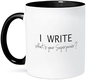 3dRose Superpower-Fun Gift For Writers-Writing Love Mug, 1 Count (Pack of 1), Black