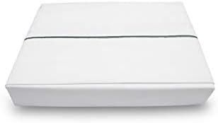 Prince Bedding 800 Thread Count 100% Egyptian Cotton Ultra Soft 1 Piece Top Sheet (Flat Sheet ONLY) King Size White with Elephant Grey Embroidery Stitch (Elephant Grey Border).