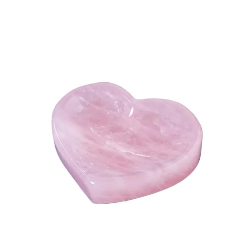 ZIIVIEVS 1pc Natural Rose Quartz Heart Shaped Crystal Bowl for Reiki Healing and Meditation Decoration