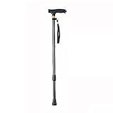 Gehstock for Männer Frauen rutschfeste Krücke Life Living Gehhilfen mit Nachtlicht 10-Stufig Höhenverstellbare Stöcke Senioren Ältere Menschen Arthritis(Color:Black,Size:Single Foot)