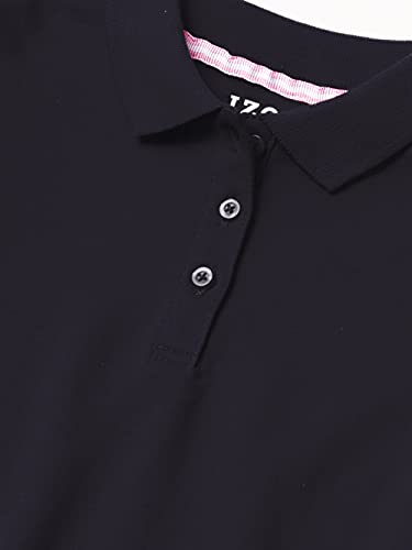 IZOD Girls' School Uniform Short Sleeve Interlock Polo, Navy, 5