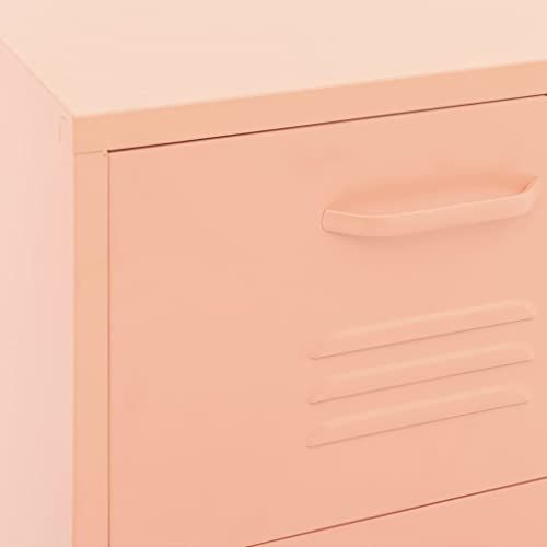 Free-Standing Storage Cabinets, Vertical Filing Cabinet With Drawers, For Bedroom Kids Locker For School, Home, Office, Storage Cabinet Pink 16.7"X13.8"X40" Steel #TOP7