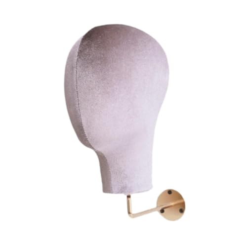 Tête de mannequin murale pour dressing et salon de coiffure support velours gris Sharplace