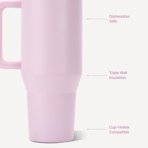 Image of HydroJug Traveler - 40 oz Water Bottle with Handle & Flip Straw - Fits in Cup Holder, Leak Resistant Tumbler-Reusable Insulated Stainless Steel & Rubber Base - Gifts for Women & Men, Sweet Pea
