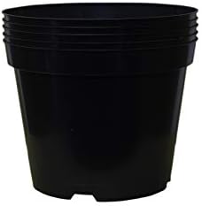 Pack of 5 Black Plastic Plant Pots Outdoor Garden Round Nursery Herb Flower Planters (3 Litre)