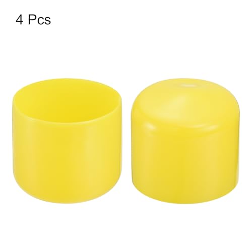 Image of uxcell 4pcs Rubber End Caps 50mm(2 inch) ID Vinyl Round Tube Bolt Cap Cover Screw Thread Protectors Yellow, 40mm Height