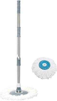 KOYNAS Standard Grey Mop Rod Stick - Stainless Steel Pole Spin Mop Extendable Handle-360 Degree Rotating Floor Cleaning Mop Stick Rod with 1 Microfiber Refill- Easy to Fit or Use for All Buckets Mop (B0CMV8B39X) Amazon Price History, Amazon Price Tracker