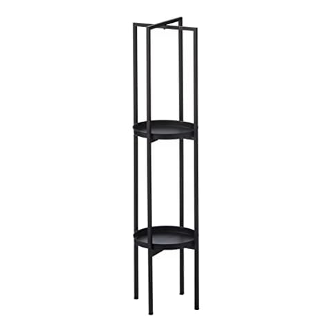 Estantería de pie redonda de metal con 2 estantes en negro Cover